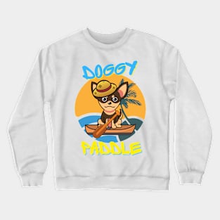 Cute chihuahua is paddling on a boat Crewneck Sweatshirt